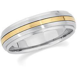 18K Yellow Gold & Stainless Steel Comfort Fit Bandyellow 