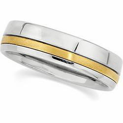 18K Yellow Gold & Stainless Steel Comfort Fit Bandyellow 
