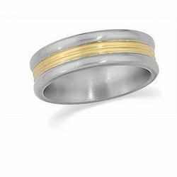 Titanium & 18K Yellow Gold Bridal Design Comfort Fit Bandtitanium 