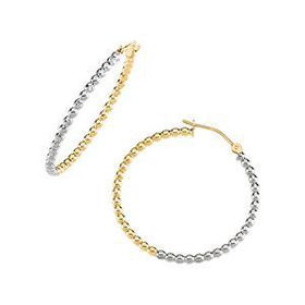 14K Two Tone Gold Bead Tube Earringstwo 