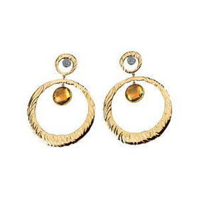 14K Two Tone Gold Citrine & Diamond Earringstwo 