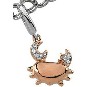 14K Two Tone Gold Diamond Crab Charmtwo 