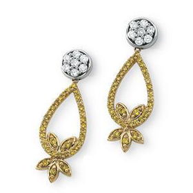 14K Two Tone Gold Diamond Earringstwo 