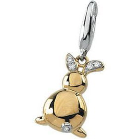 14K Two Tone Gold Diamond Rabbit Charmtwo 