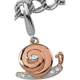 14K Two Tone Gold Diamond Snail Charmtwo 