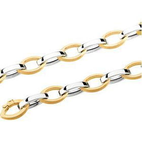 14K Two Tone Gold Fancy Link Chain - 8 Inchestwo 