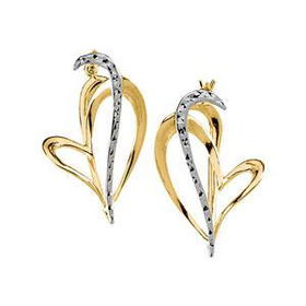 14K Two Tone Gold Heart Hoop Earringstwo 