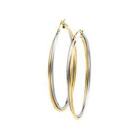 14K Two Tone Gold Hoop Earringstwo 