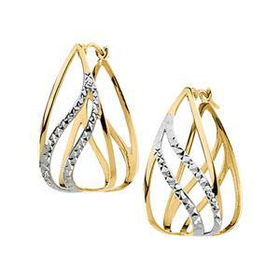 14K Two Tone Gold Hoop Earringstwo 