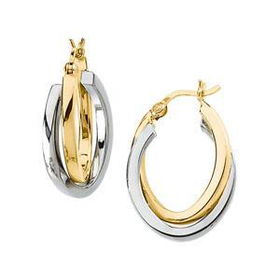 14K Two Tone Gold Hoop Earringstwo 