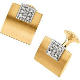 14K Two Tone Gold Men's Diamond Cuff Linkstwo 