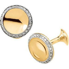 14K Two Tone Gold Men's Diamond Cuff Linkstwo 
