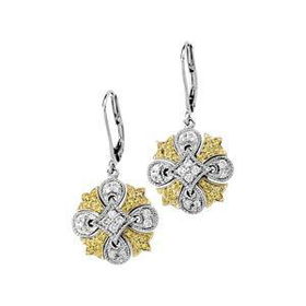14K Two Tone Gold Natural Yellow Diamond Earringstwo 