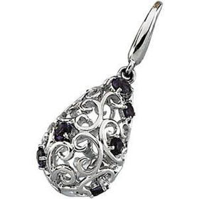 14K White Gold Amethyst Charmwhite 