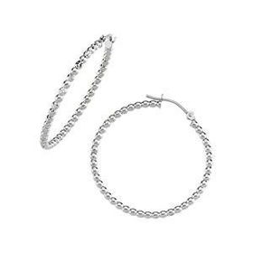 14K White Gold Bead Tube Earringswhite 