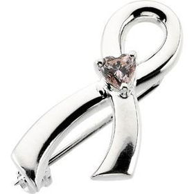 14K White Gold Breast Cancer Awareness Broochwhite 