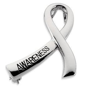14K White Gold Breast Cancer Awareness Brooch/Pendantwhite 