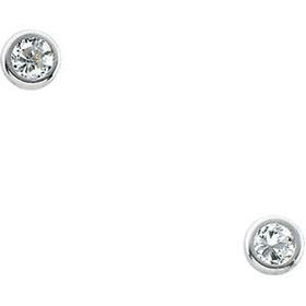 14K White Gold Children's Cubic Zirconia Bezel Set Earringswhite 