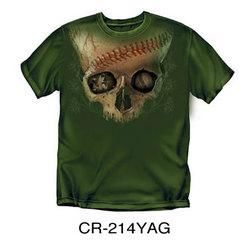 Large Skull Baseball Youth Size T-Shirt (Army Green)skull 