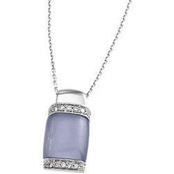 14K White Gold Chalcedony & Diamond Necklacewhite 