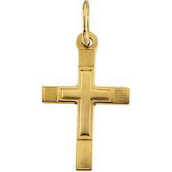 14K Yellow Gold Children's Etched Cross Pendantyellow 
