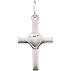 14K Yellow Gold Children's Heart Pendant With Cross & Chainyellow 