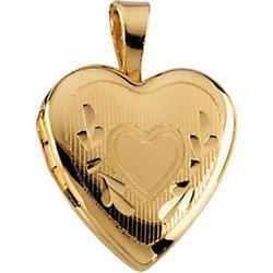 14K Yellow Gold Children's Heart Locket Pendantyellow 