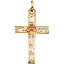 14K Three Tone Gold Children's Cross Pendanttone 