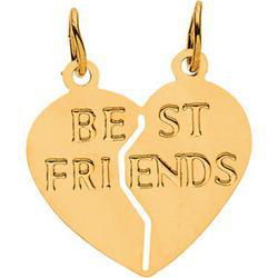 14K Yellow Gold Teen "Best Friends" Heart Pendantyellow 