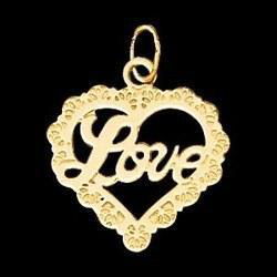 14K Yellow Gold Teen "Love" Heart Pendantyellow 