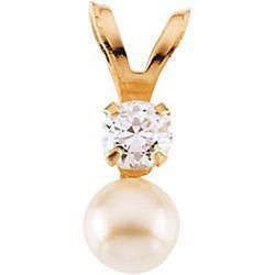 14K Yellow Gold Children's Button Pearl Pendant With Chainyellow 