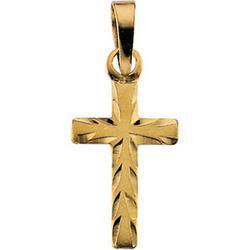 14K Yellow Gold Cross Pendant With Chainyellow 
