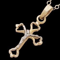 14K Yellow Gold Crucifix Pendant With Chainyellow 