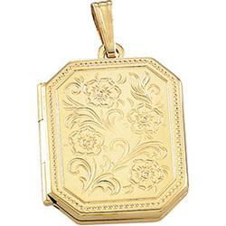 14K Yellow Gold Emerald Shaped Locketyellow 