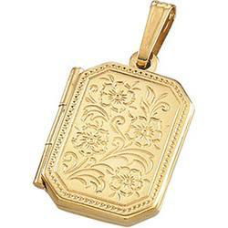 14K Yellow Gold Emerald Shaped Locketyellow 