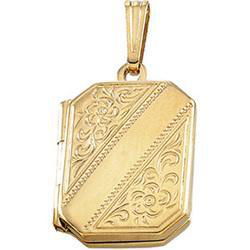 14K Yellow Gold Emerald Shaped Locketyellow 