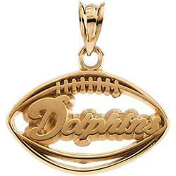 14K Yellow Gold Miami Dolphins Football Pendantyellow 