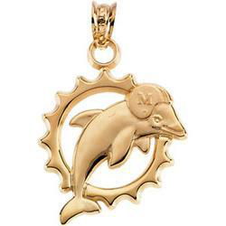 14K Yellow Gold Miami Dolphins Pendantyellow 