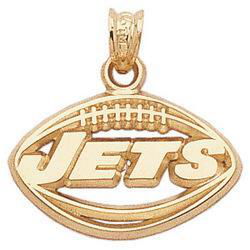 14K Yellow Gold New York Jets Football Pendantyellow 