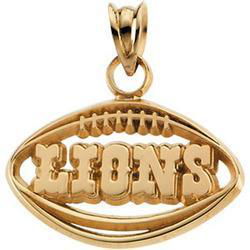 14K Yellow Gold Detroit Lions Football Pendantyellow 