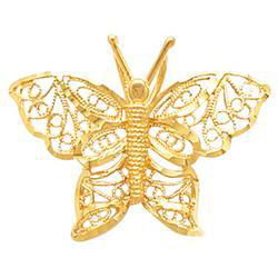 14K Yellow Gold Butterfly Chain Pendant Slideyellow 