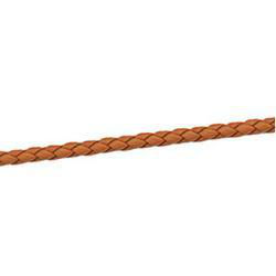 18K Yellow Gold Cognac Braided Leather Cord Chain - 16 inchesyellow 