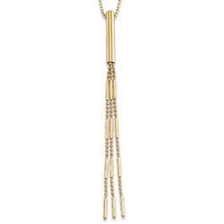 14K Yellow Gold Diamond Cut Chain With Triple Diamond Cut Bead/Bar Tassel - 17 inchesyellow 