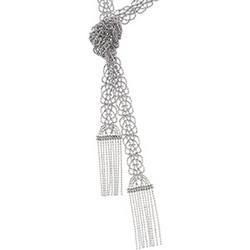 18K White Gold Beaded Chain / Y Necklace - 40.00 incheswhite 