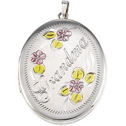 Sterling Silver Three Color Oval 4 Photo Locketsterling 