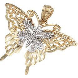 14K Two Tone Gold Butterfly Pendanttwo 