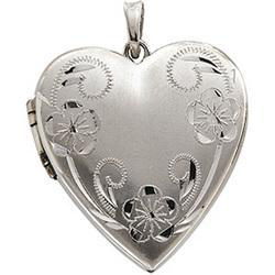 14K White Gold Heart Locketwhite 