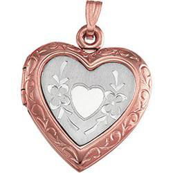 14K Rose Gold Heart Locket With Heart Designrose 