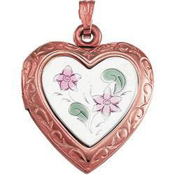14K Rose Gold Heart Locket With Flower Designrose 