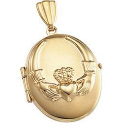 14K Yellow Gold Claddagh Locketyellow 
